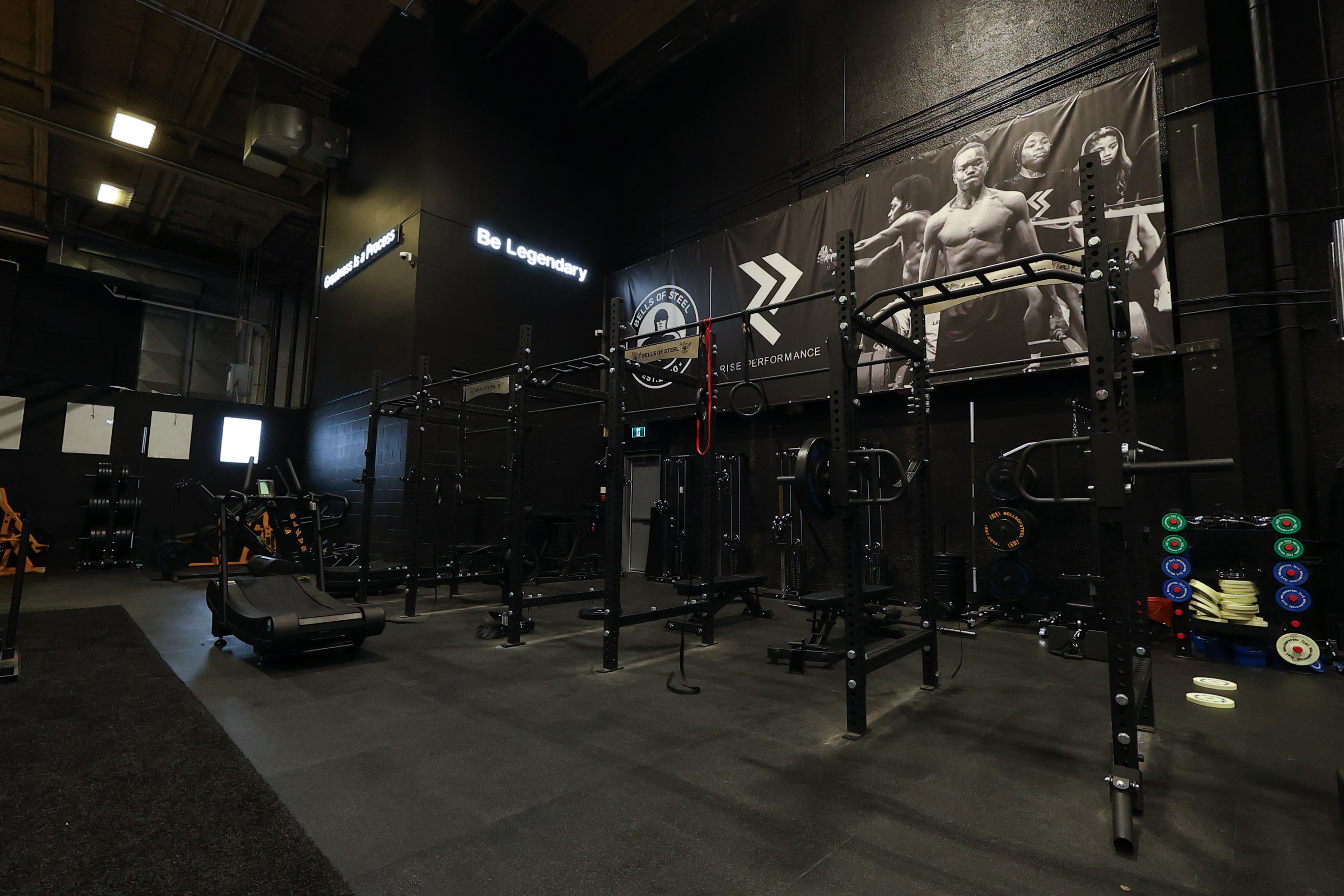 Free weight section at Calgary’s Rise Performance gym